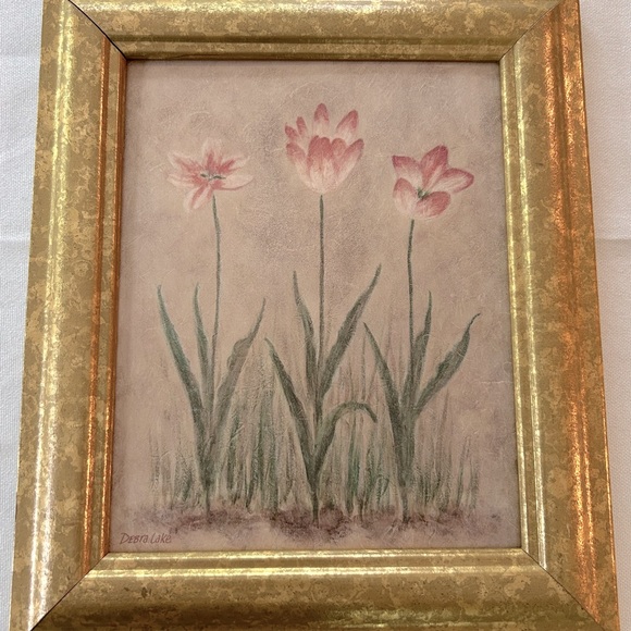 Debra Lake Other - VTG Debra Lake Pink Blossoms Floral 8 x 10 Artist Print in Wood Gold Frame.
